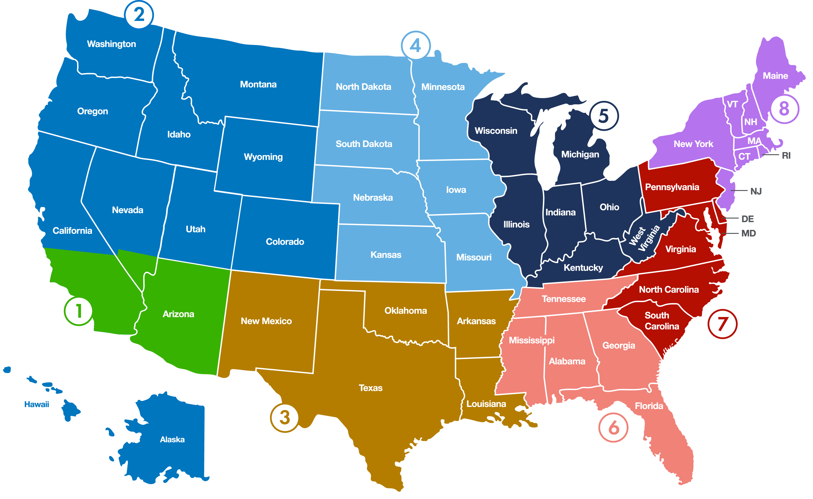 Regional Team Map of the US